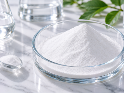 Acetyl Hexapeptide-8 white cosmetic peptide powder in a glass dish